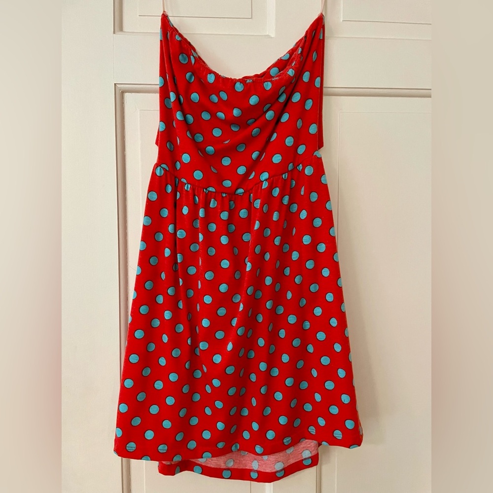 Orange and Blue polka dot dress